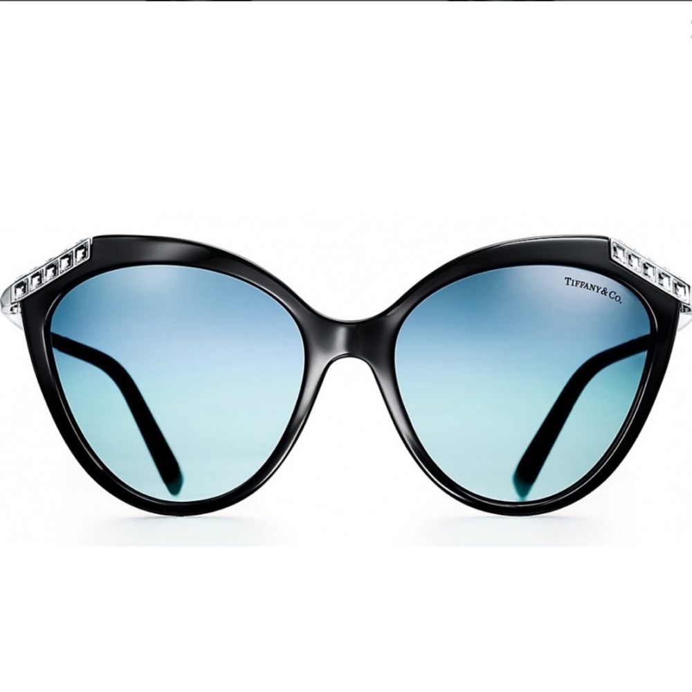 NWOT Tiffany & Co. Black and Blue Wheat Leaf Cat-Eye Sunglasses